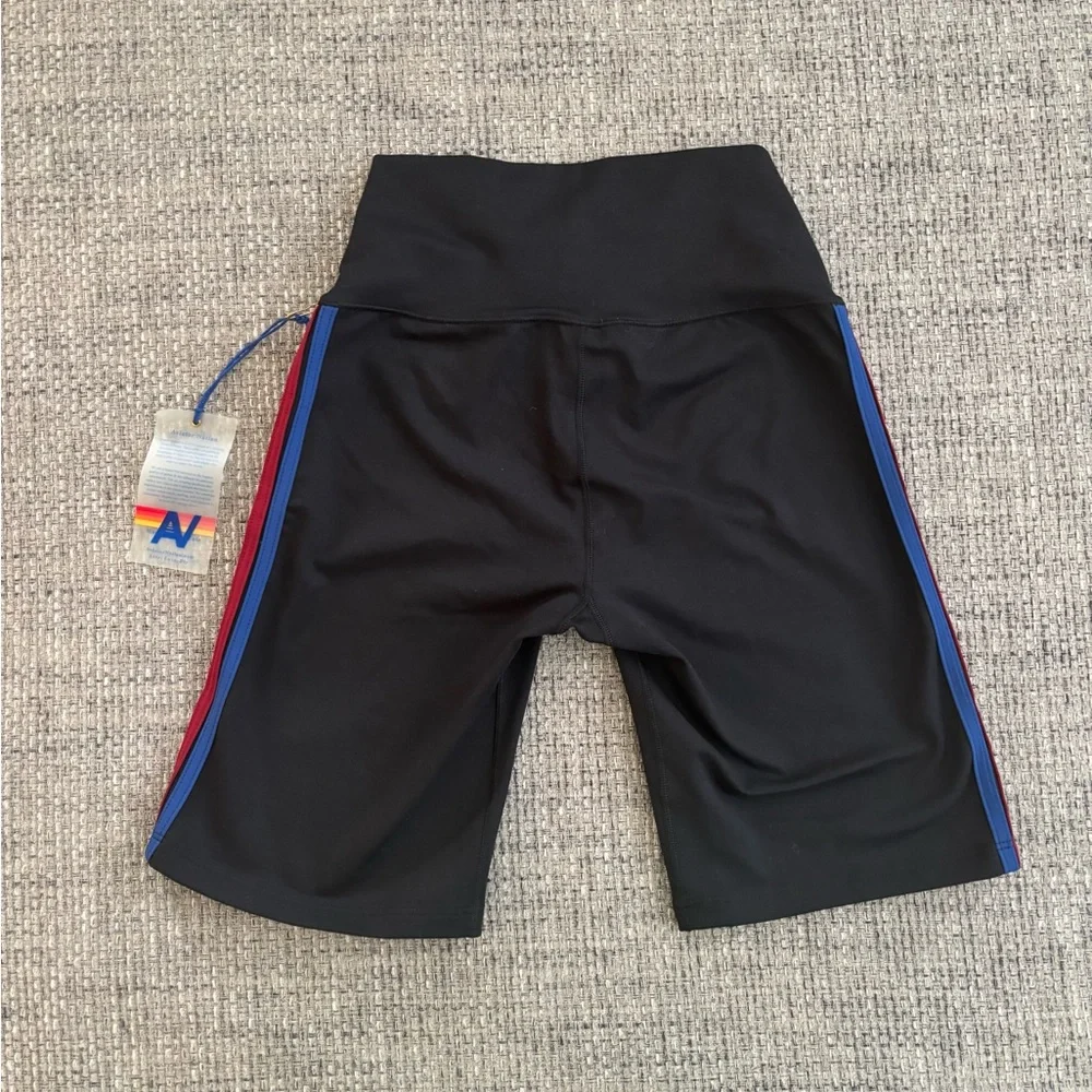 Aviator Nation 🌈 Black Rainbow Stripe Leggings & NWT Biker Shorts Size XS - Picture 14 of 14